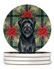Black Briard Christmas Poinsettias Large Sandstone Absorbent Round Coasters Pack of 4 product image at NuMercy