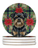 Black and Tan Brussels Griffon Christmas Poinsettias Large Sandstone Absorbent Round Coasters Pack of 4 product image at NuMercy