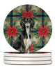 Black and Tan Saluki Christmas Poinsettias Large Sandstone Absorbent Round Coasters Pack of 4 product image at NuMercy