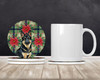 Black and Tan German Shepherd Christmas Poinsettias Large Sandstone Absorbent Round Coasters Pack of 4 product image at NuMercy 2