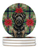Brindle Bouvier des Flandres Christmas Poinsettias Large Sandstone Absorbent Round Coasters Pack of 4 product image at NuMercy