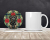 Brindle Bouvier des Flandres Christmas Poinsettias Large Sandstone Absorbent Round Coasters Pack of 4 product image at NuMercy 2