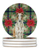 Borzoi Christmas Poinsettias Large Sandstone Absorbent Round Coasters Pack of 4 product image at NuMercy