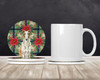 Borzoi Christmas Poinsettias Large Sandstone Absorbent Round Coasters Pack of 4 product image at NuMercy 2