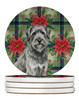 Gray Briard Christmas Poinsettias Large Sandstone Absorbent Round Coasters Pack of 4 product image at NuMercy