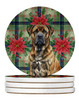 Brindle Boerboel Christmas Poinsettias Large Sandstone Absorbent Round Coasters Pack of 4 product image at NuMercy