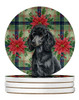 Standard Black Poodle Christmas Poinsettias Large Sandstone Absorbent Round Coasters Pack of 4 product image at NuMercy