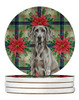 Weimaraner Christmas Poinsettias Large Sandstone Absorbent Round Coasters Pack of 4 product image at NuMercy
