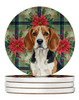 Beagle Christmas Poinsettias Large Sandstone Absorbent Round Coasters Pack of 4 product image at NuMercy