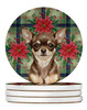 Chocolate Chihuahua Christmas Poinsettias Large Sandstone Absorbent Round Coasters Pack of 4 product image at NuMercy