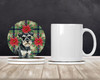 Black & Silver Miniature Schnauzer Christmas Poinsettias Large Sandstone Absorbent Round Coasters Pack of 4 product image at NuMercy 2