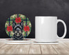 Black Skye Terrier Christmas Poinsettias Large Sandstone Absorbent Round Coasters Pack of 4 product image at NuMercy 2