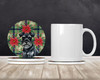 Black Miniature Schnauzer Christmas Poinsettias Large Sandstone Absorbent Round Coasters Pack of 4 product image at NuMercy 2