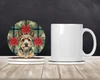 Norwich Terrier Christmas Poinsettias Large Sandstone Absorbent Round Coasters Pack of 4 product image at NuMercy 2