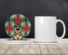 German Shepherd Christmas Poinsettias Large Sandstone Absorbent Round Coasters Pack of 4 product image at NuMercy 2
