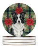Border Collie Christmas Poinsettias Large Sandstone Absorbent Round Coasters Pack of 4 product image at NuMercy