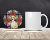 Fawn Italian Greyhound Christmas Poinsettias Large Sandstone Absorbent Round Coasters Pack of 4 product image at NuMercy 2