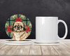 Sable Pekingese Christmas Poinsettias Large Sandstone Absorbent Round Coasters Pack of 4 product image at NuMercy 2