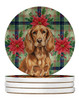 Boykin Spaniel Christmas Poinsettias Large Sandstone Absorbent Round Coasters Pack of 4 product image at NuMercy