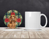 Boykin Spaniel Christmas Poinsettias Large Sandstone Absorbent Round Coasters Pack of 4 product image at NuMercy 2
