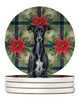 Black Whippet Christmas Poinsettias Large Sandstone Absorbent Round Coasters Pack of 4 product image at NuMercy