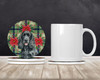 Black Cocker Spaniel Christmas Poinsettias Large Sandstone Absorbent Round Coasters Pack of 4 product image at NuMercy 2