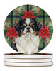 Tricolor Japanese Chin Christmas Poinsettias Large Sandstone Absorbent Round Coasters Pack of 4 product image at NuMercy