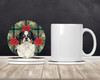 Tricolor Japanese Chin Christmas Poinsettias Large Sandstone Absorbent Round Coasters Pack of 4 product image at NuMercy 2
