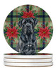 Black Neapolitan Mastiff Christmas Poinsettias Large Sandstone Absorbent Round Coasters Pack of 4 product image at NuMercy