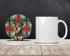 Black and Tan Lakeland Terrier Christmas Poinsettias Large Sandstone Absorbent Round Coasters Pack of 4 product image at NuMercy 2
