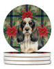 Parti Cocker Spaniel Christmas Poinsettias Large Sandstone Absorbent Round Coasters Pack of 4 product image at NuMercy