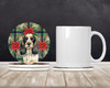Parti Cocker Spaniel Christmas Poinsettias Large Sandstone Absorbent Round Coasters Pack of 4 product image at NuMercy 2