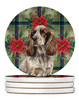 Liver Roan English Cocker Spaniel Christmas Poinsettias Large Sandstone Absorbent Round Coasters Pack of 4 product image at NuMercy