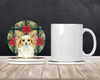 Lemon and White Papillon Christmas Poinsettias Large Sandstone Absorbent Round Coasters Pack of 4 product image at NuMercy 2