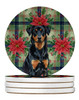 Beauceron Christmas Poinsettias Large Sandstone Absorbent Round Coasters Pack of 4 product image at NuMercy