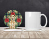 Wheaten Irish Wolfhound Christmas Poinsettias Large Sandstone Absorbent Round Coasters Pack of 4 product image at NuMercy 2