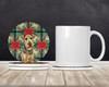 Grizzle Airedale Terrier Christmas Poinsettias Large Sandstone Absorbent Round Coasters Pack of 4 product image at NuMercy 2