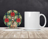 Fawn Doberman Pinscher Christmas Poinsettias Large Sandstone Absorbent Round Coasters Pack of 4 product image at NuMercy 2