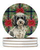 Toy Parti Poodle Christmas Poinsettias Large Sandstone Absorbent Round Coasters Pack of 4 product image at NuMercy