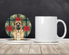 Apricot English Mastiff Christmas Poinsettias Large Sandstone Absorbent Round Coasters Pack of 4 product image at NuMercy 2
