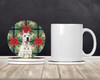 Dogo Argentino Christmas Poinsettias Large Sandstone Absorbent Round Coasters Pack of 4 product image at NuMercy 2