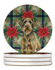 Chestnut Wirehaired Pointing Griffon Christmas Poinsettias Large Sandstone Absorbent Round Coasters Pack of 4 product image at NuMercy