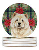 Cream Chow Chow Christmas Poinsettias Large Sandstone Absorbent Round Coasters Pack of 4 product image at NuMercy