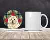 Cream Chow Chow Christmas Poinsettias Large Sandstone Absorbent Round Coasters Pack of 4 product image at NuMercy 2