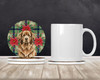Brown Newfoundland Christmas Poinsettias Large Sandstone Absorbent Round Coasters Pack of 4 product image at NuMercy 2
