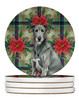 Gray Irish Wolfhound Christmas Poinsettias Large Sandstone Absorbent Round Coasters Pack of 4 product image at NuMercy