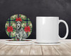 Gray Irish Wolfhound Christmas Poinsettias Large Sandstone Absorbent Round Coasters Pack of 4 product image at NuMercy 2