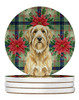 Wheaten and Tan Otterhound Christmas Poinsettias Large Sandstone Absorbent Round Coasters Pack of 4 product image at NuMercy