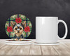 Black and Tan Yorkshire Terrier Christmas Poinsettias Large Sandstone Absorbent Round Coasters Pack of 4 product image at NuMercy 2