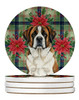 Brindle and White Saint Bernard Christmas Poinsettias Large Sandstone Absorbent Round Coasters Pack of 4 product image at NuMercy